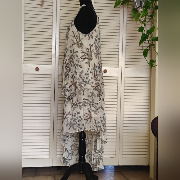 Cato Cream & Black Floral Asymmetrical Maxi Dress - Picture 2 of 14
